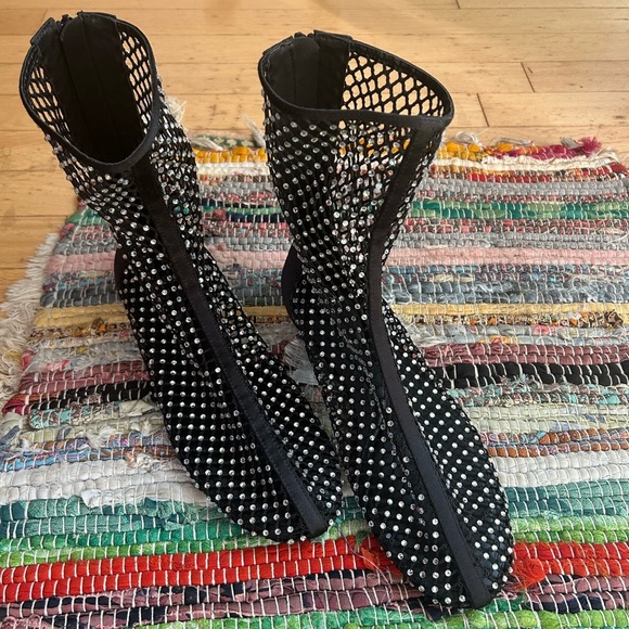Zara Black Mesh Rhinestone Flats 39 like new - Picture 11 of 16